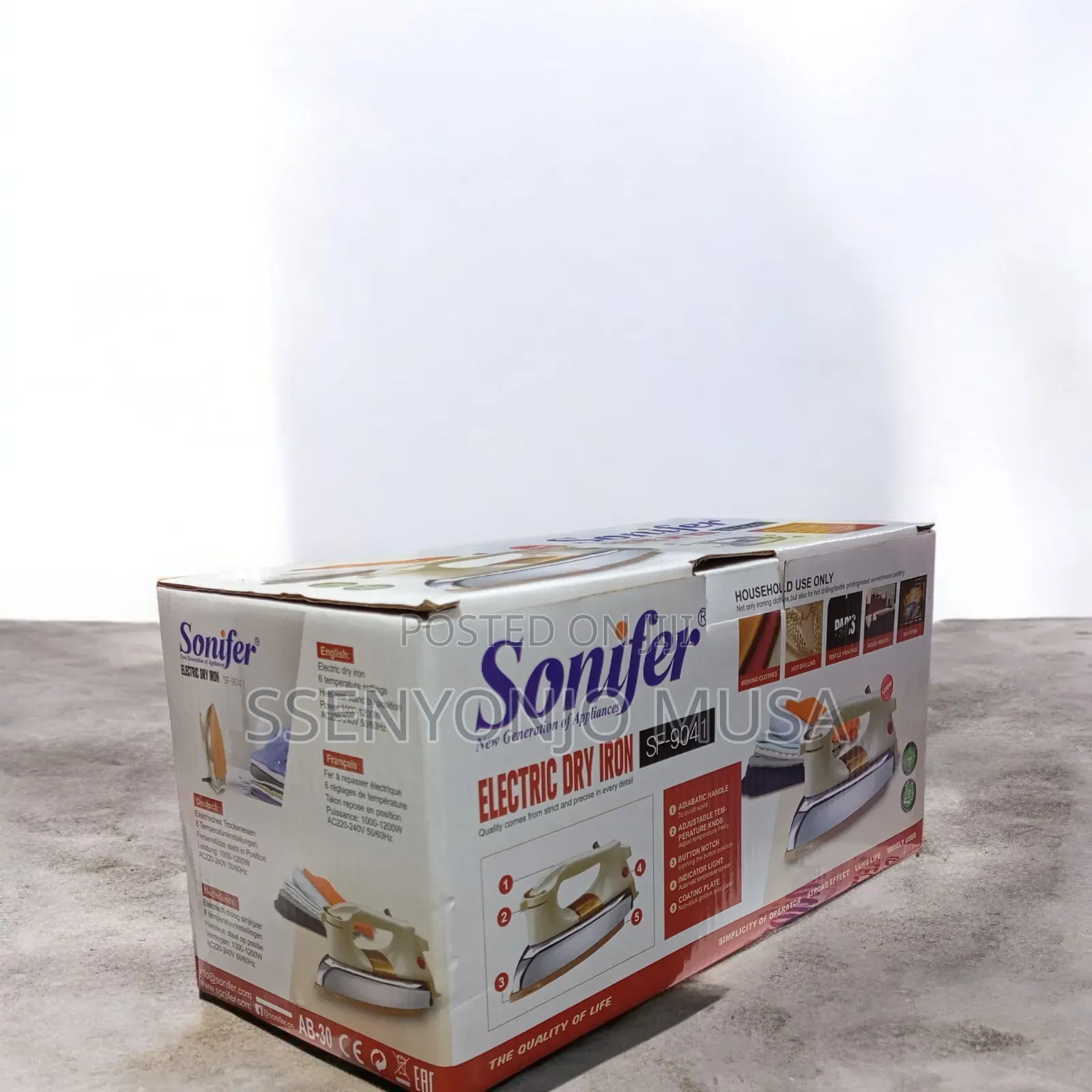 Sonifer Sf-9041 Electric Dry Iron – 1000–1200w, 6 Temperature Settings