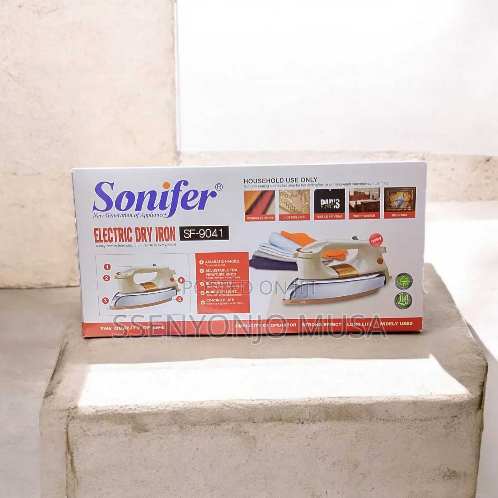 Sonifer Sf-9041 Electric Dry Iron – 1000–1200w, 6 Temperature Settings