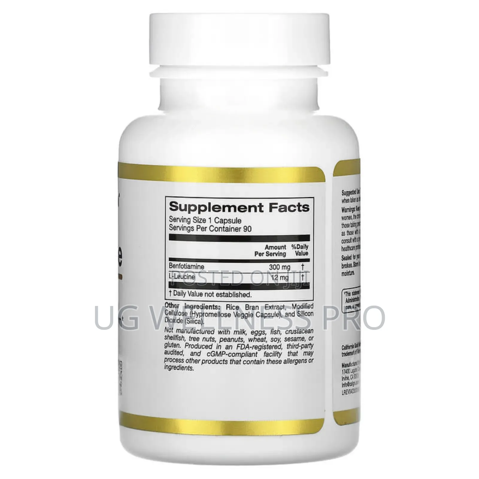 California Gold Nutrition, Benfotiamine, 300 Mg, 90 Veggie Capsules