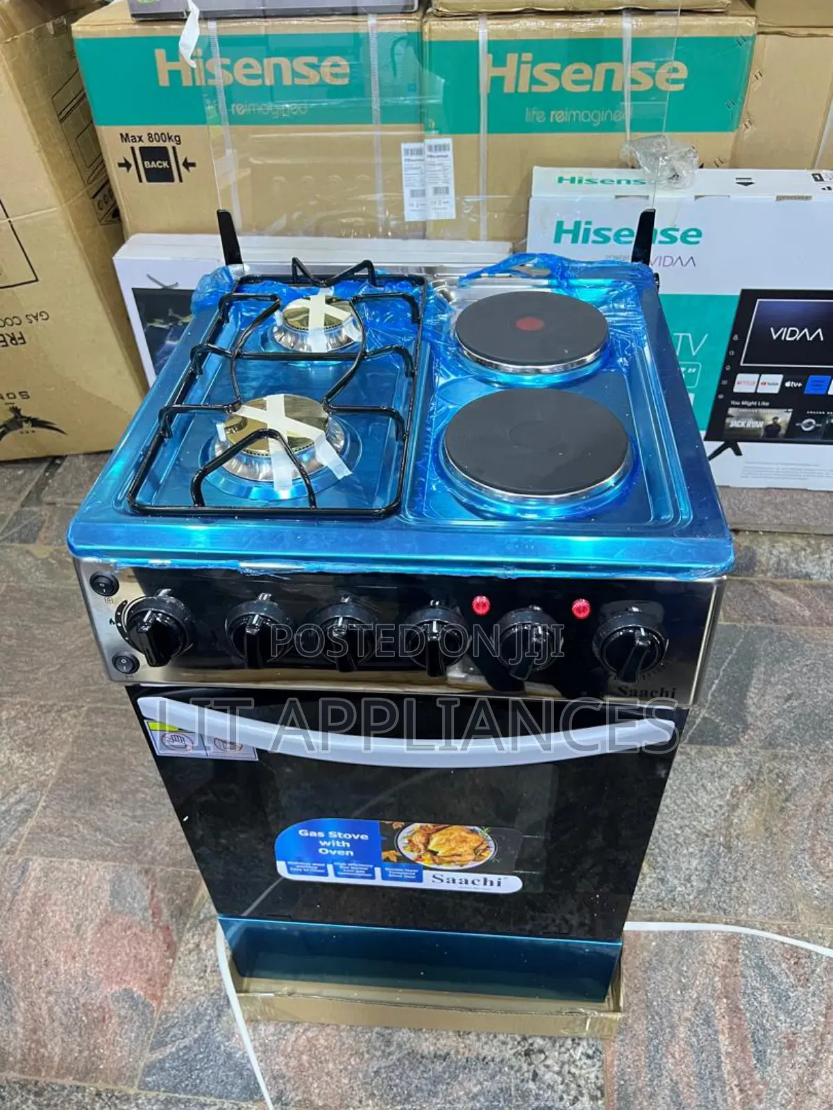 Saachi 50*50,2gas +2hotplates, Auto Ignition, Chicken Rotisserie.