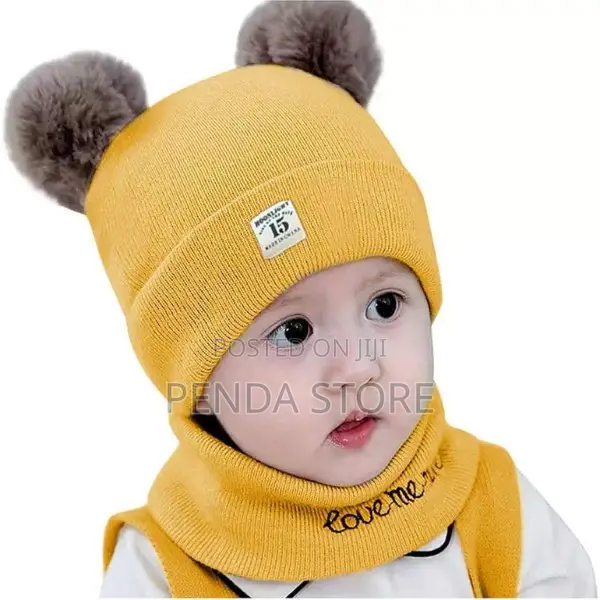 2 PCS Cotton Baby Hat and Scarf Set – Warm Baby Hat and Scarf Set