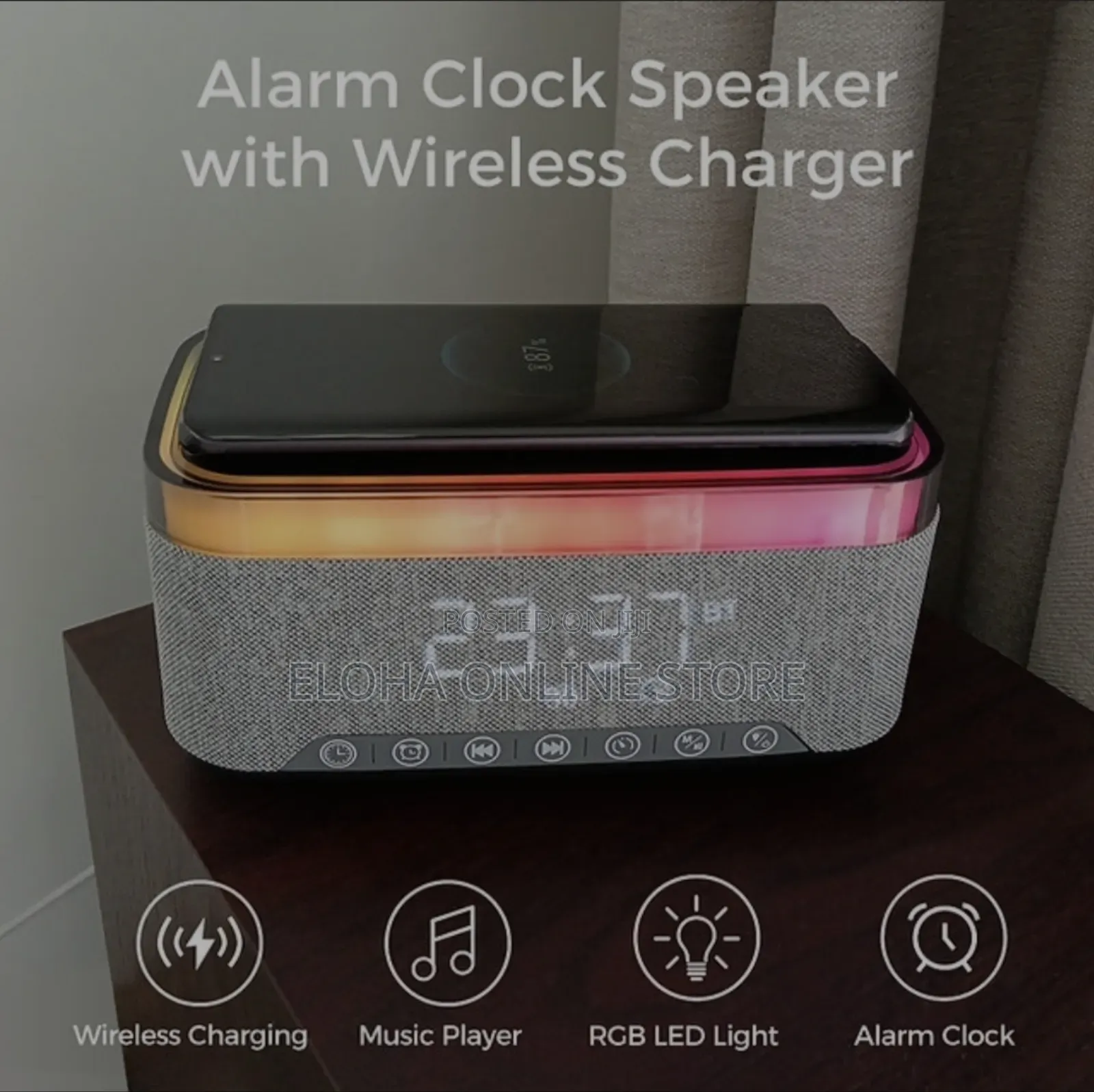Alarm Clock Speaker With Wireless Charger