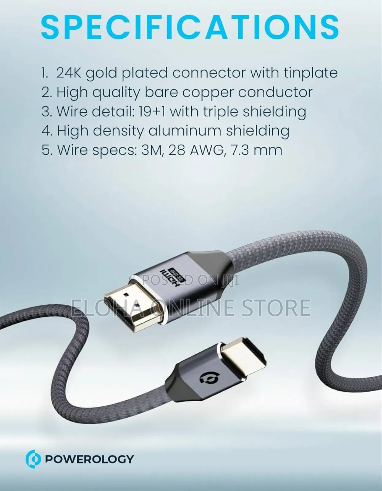 Powerology Hdmi Braided Cable 3m