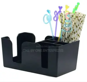 Bar Caddy Organizer With 6 Compartment of Napkin and Straw Holder .