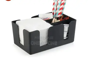 Bar Caddy Organizer With 6 Compartment of Napkin and Straw Holder .