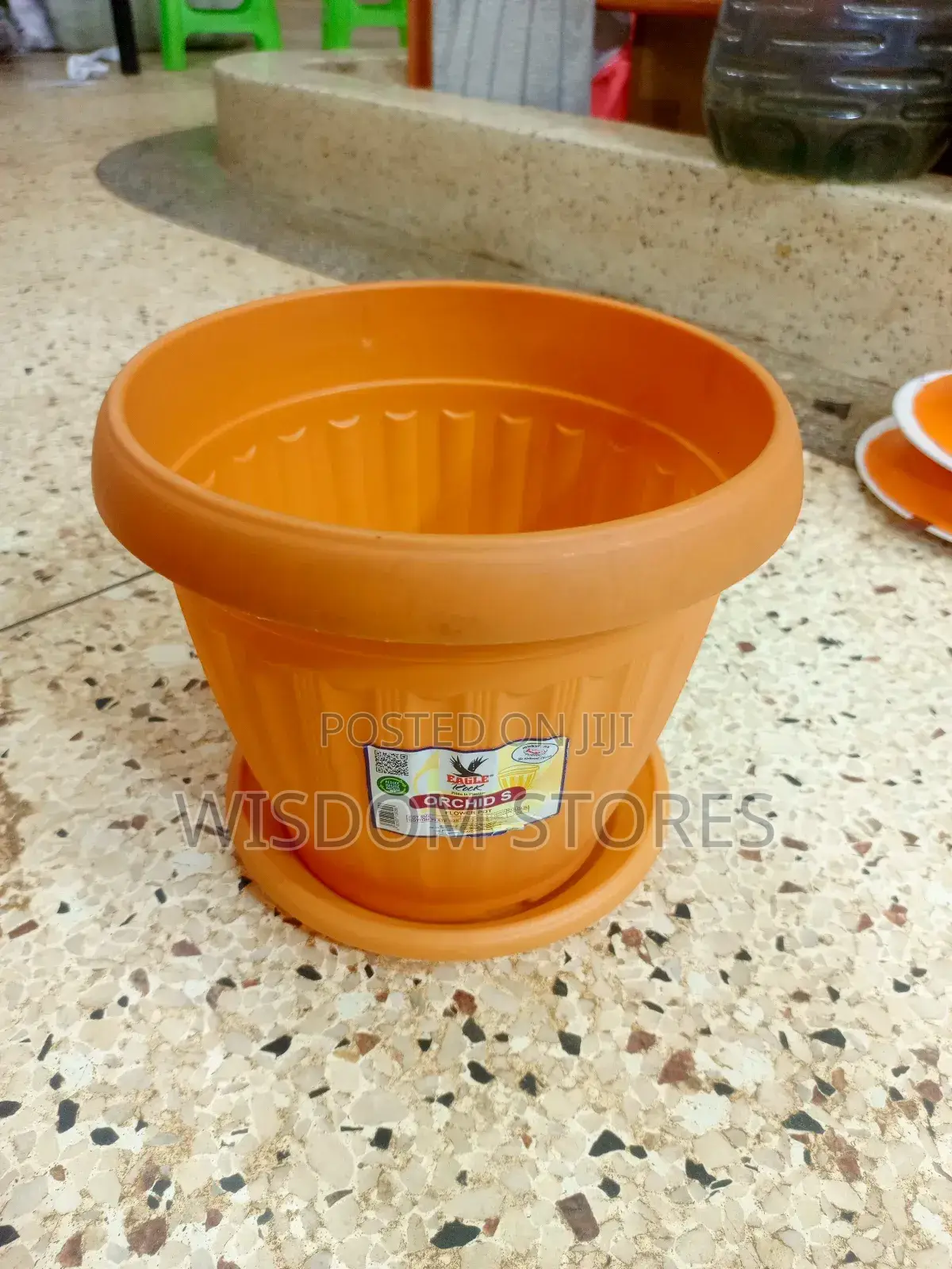 Plastic Flower Pot With a Matching Saucer