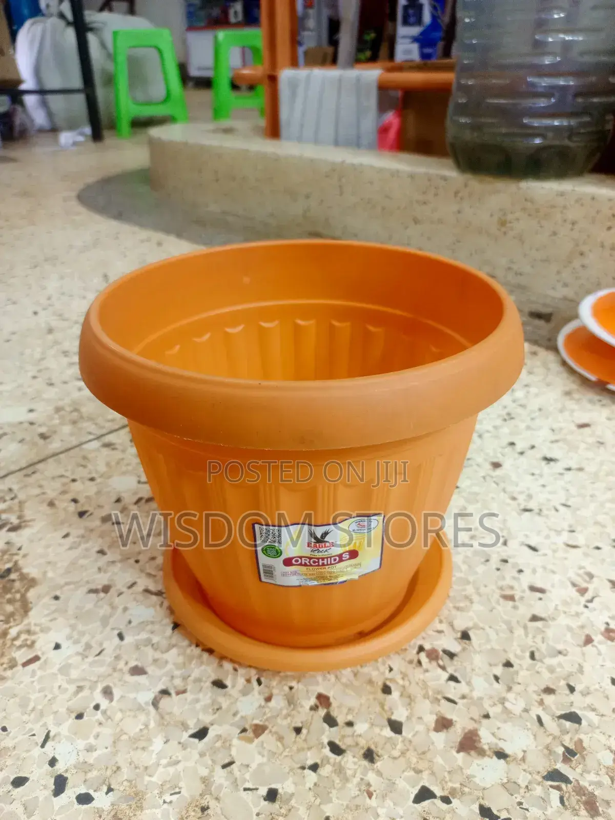 Plastic Flower Pot With a Matching Saucer