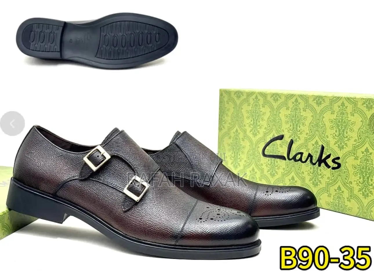 Men’S Super Classic Dark Tan Clarks Double Monk Strap Oxford Shoes