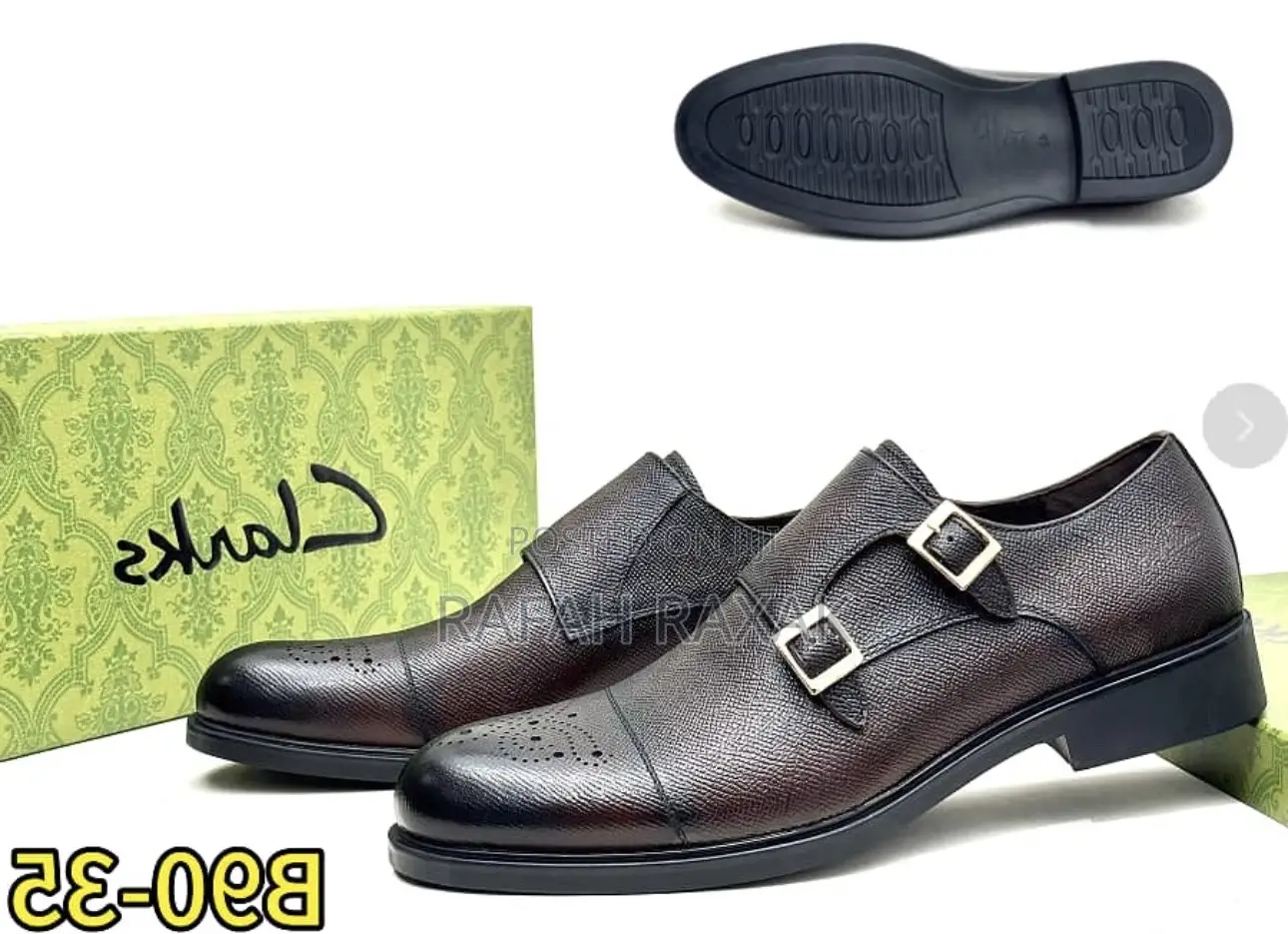 Men’S Super Classic Dark Tan Clarks Double Monk Strap Oxford Shoes