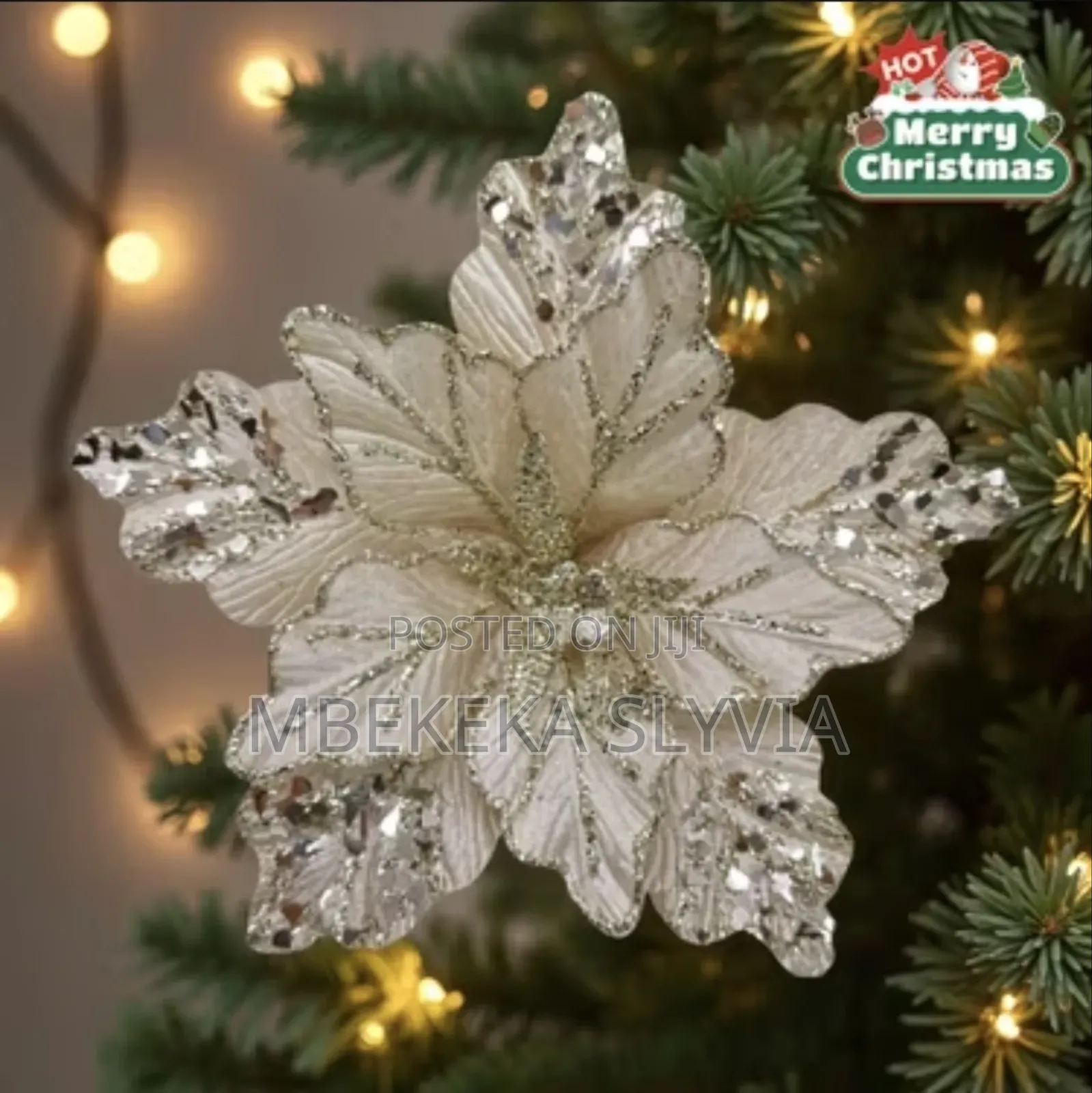 Gold Christmas Tree Flowers/10pcs( Pkt)- Xmas Flowers Home Accessor