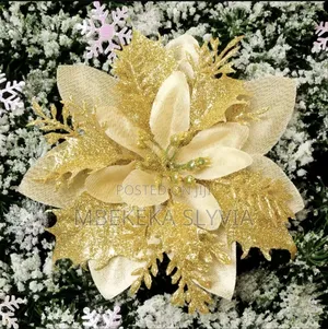 Gold Christmas Tree Flowers/10pcs( Pkt)- Xmas Flowers Home Accessor