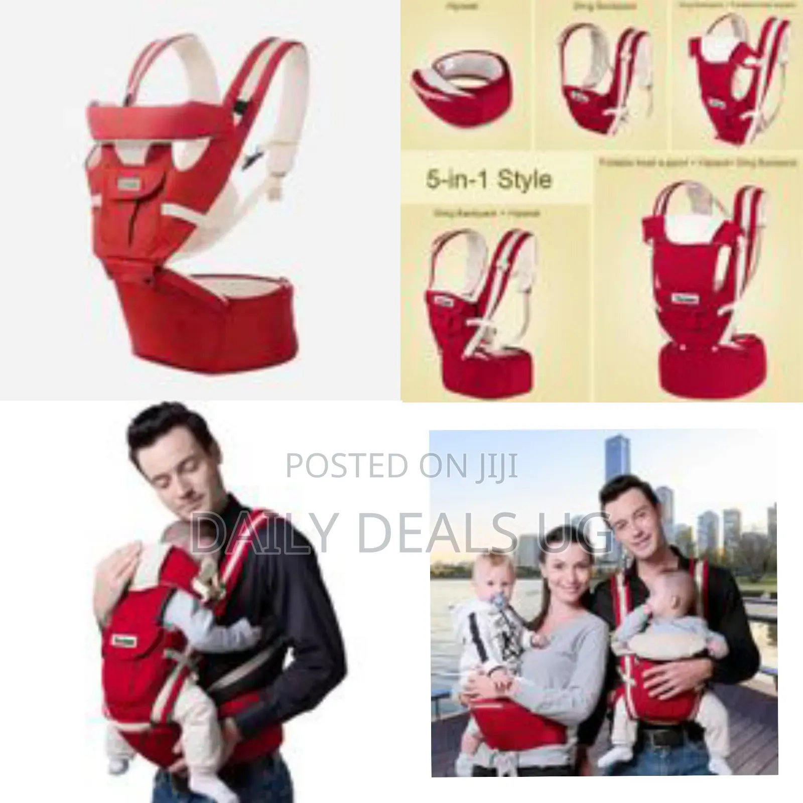 6 In 1 Breathable Baby Carrier With Waist Stool Hip Seat, Pure Cotton
