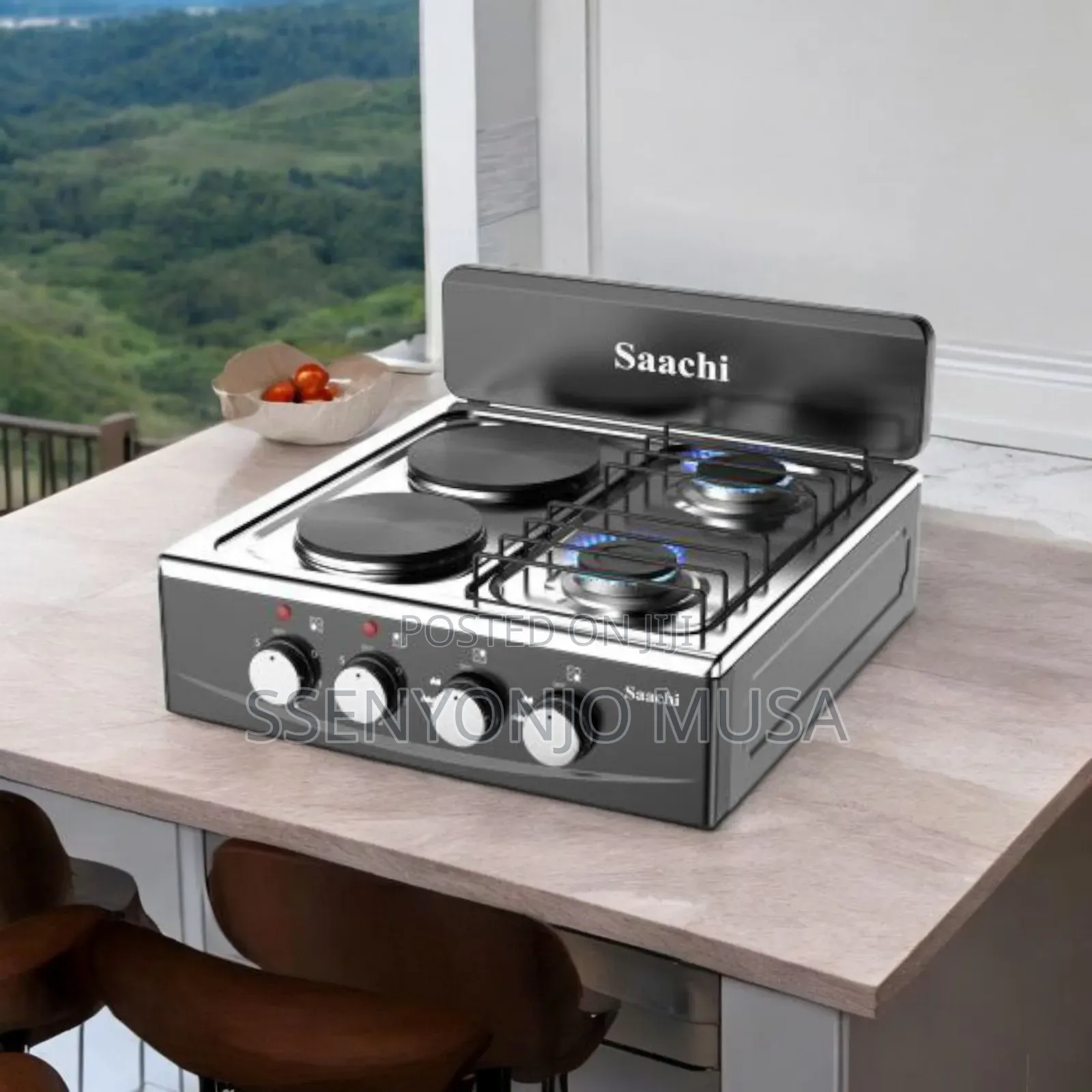 Saachi Nl-Gas-5257 4 Burner Gas Stove With Hot Plate -