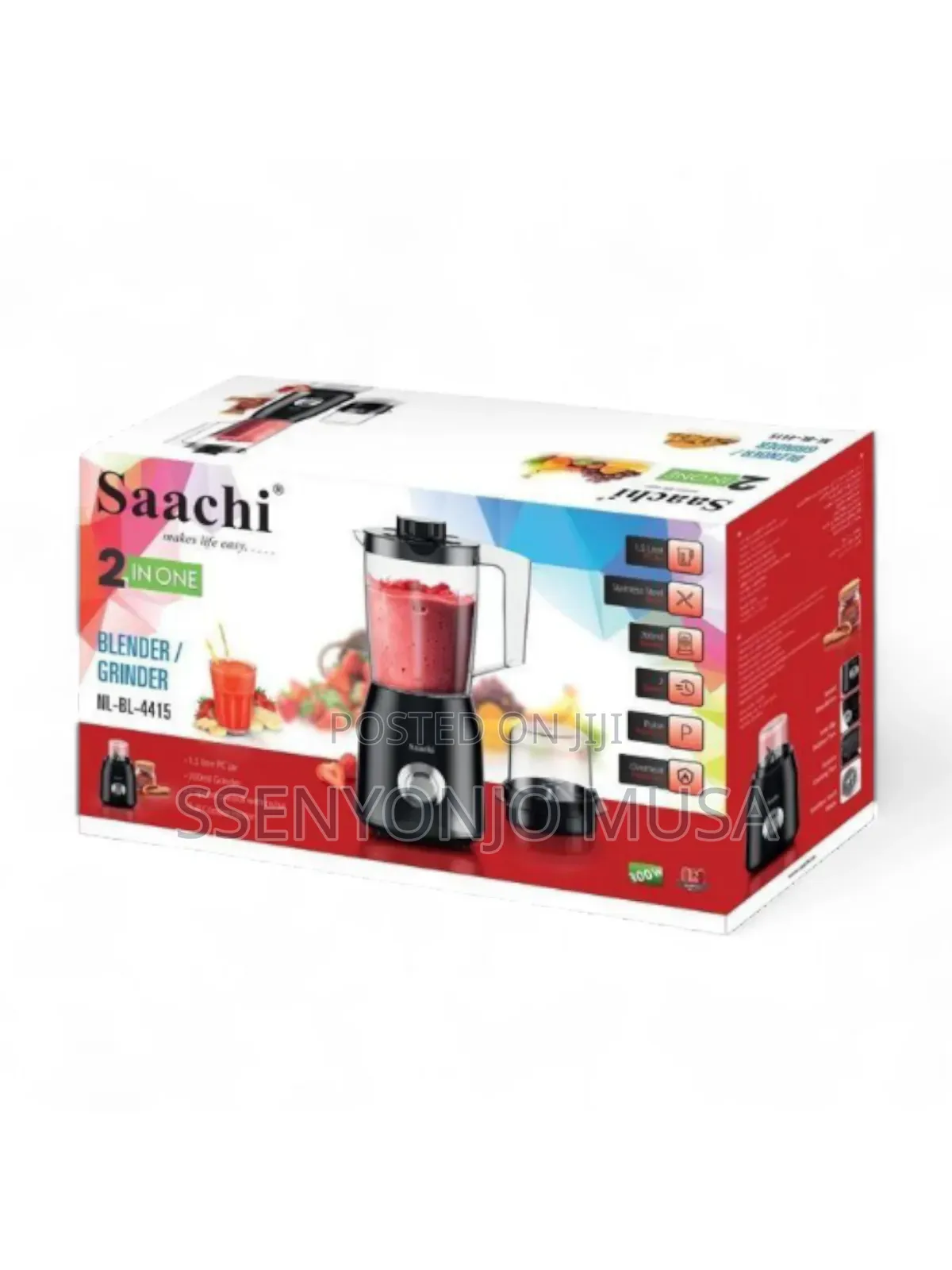 Saachi Nl-Bl-4415 2-in-1 Blender Grinder - 1.5l Stainless-