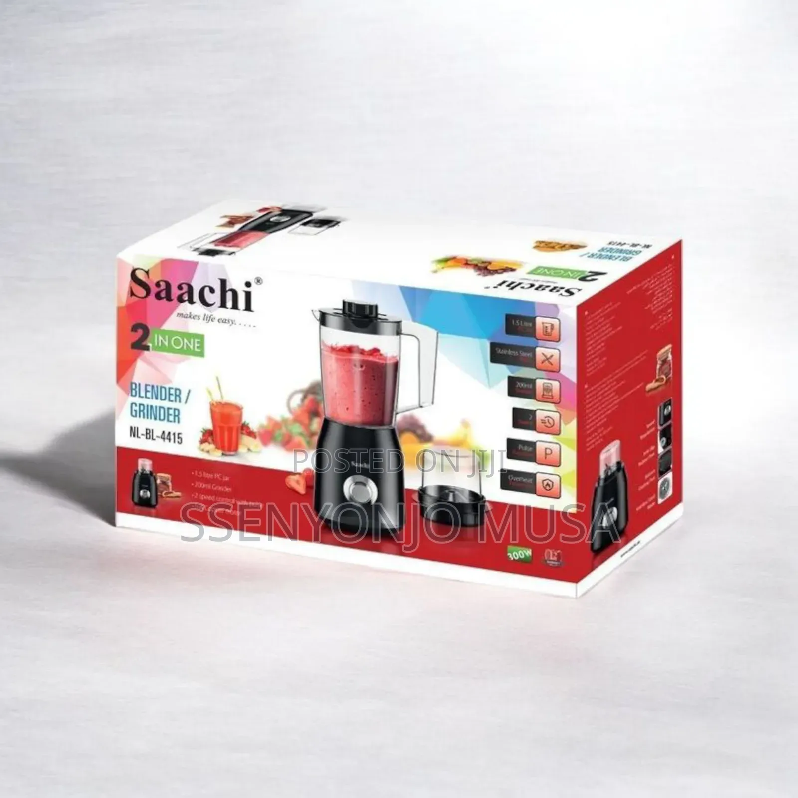 Saachi Nl-Bl-4415 2-in-1 Blender Grinder - 1.5l Stainless-