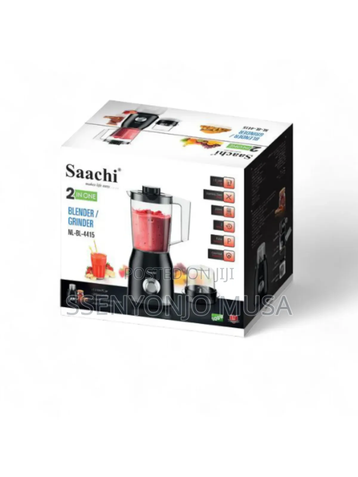 Saachi Nl-Bl-4415 2-in-1 Blender Grinder - 1.5l Stainless-