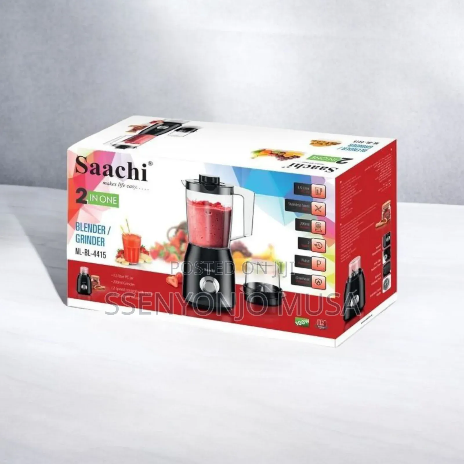 Saachi Nl-Bl-4415 2-in-1 Blender Grinder - 1.5l Stainless-