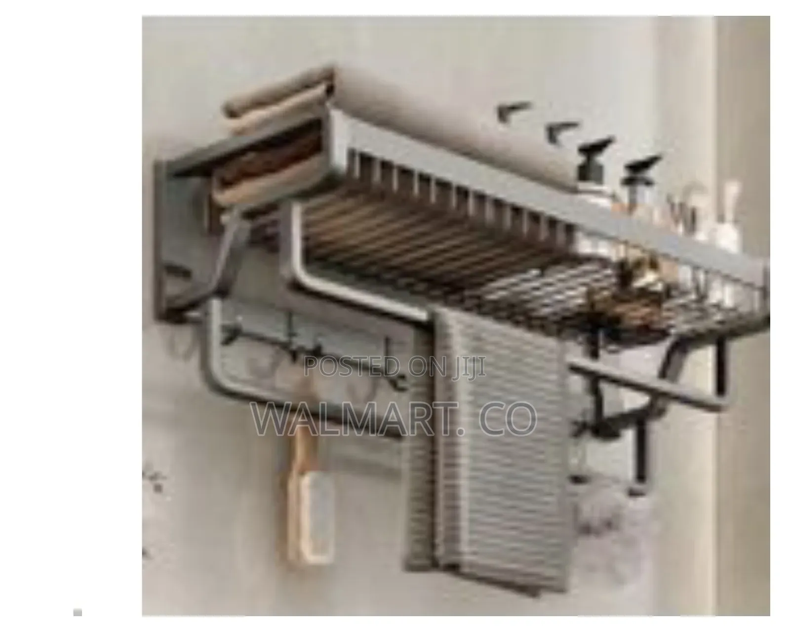 Wall Mounted Kitchen Bathroom Towel Rack Basket Shelf Organizer