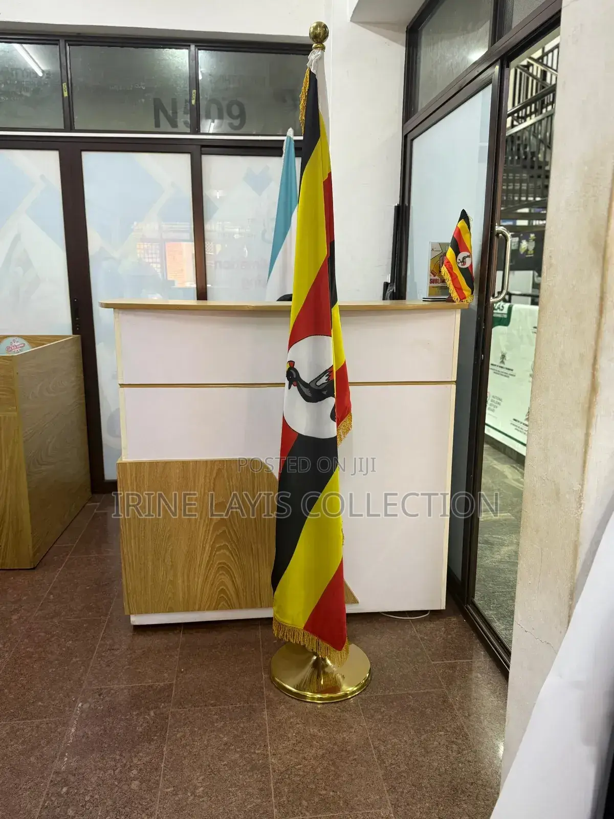 Double Sided Uganda Office Flags and It's Stand