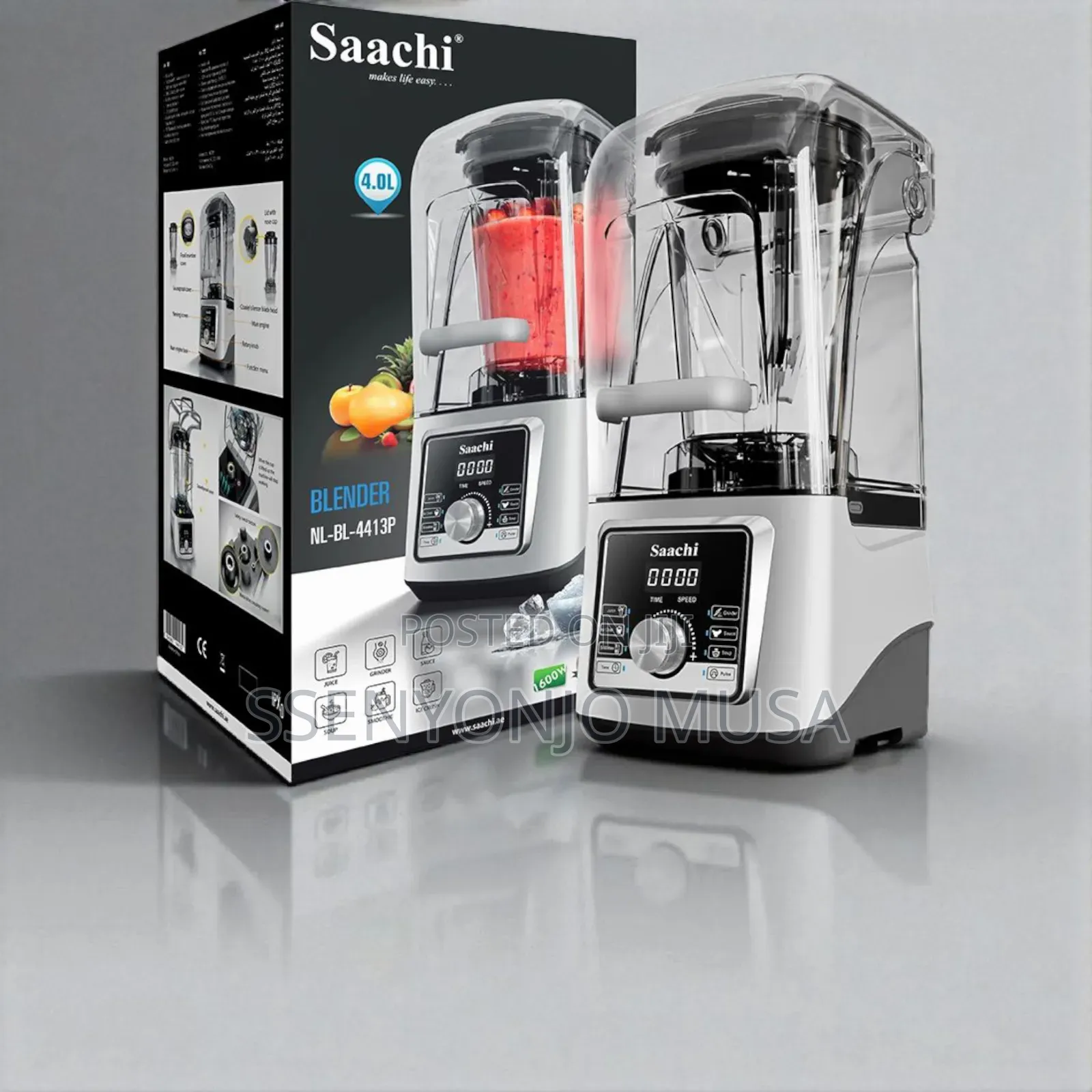 Saachi Commercial Silent Blender 4l - 1600w Crusher Juicer