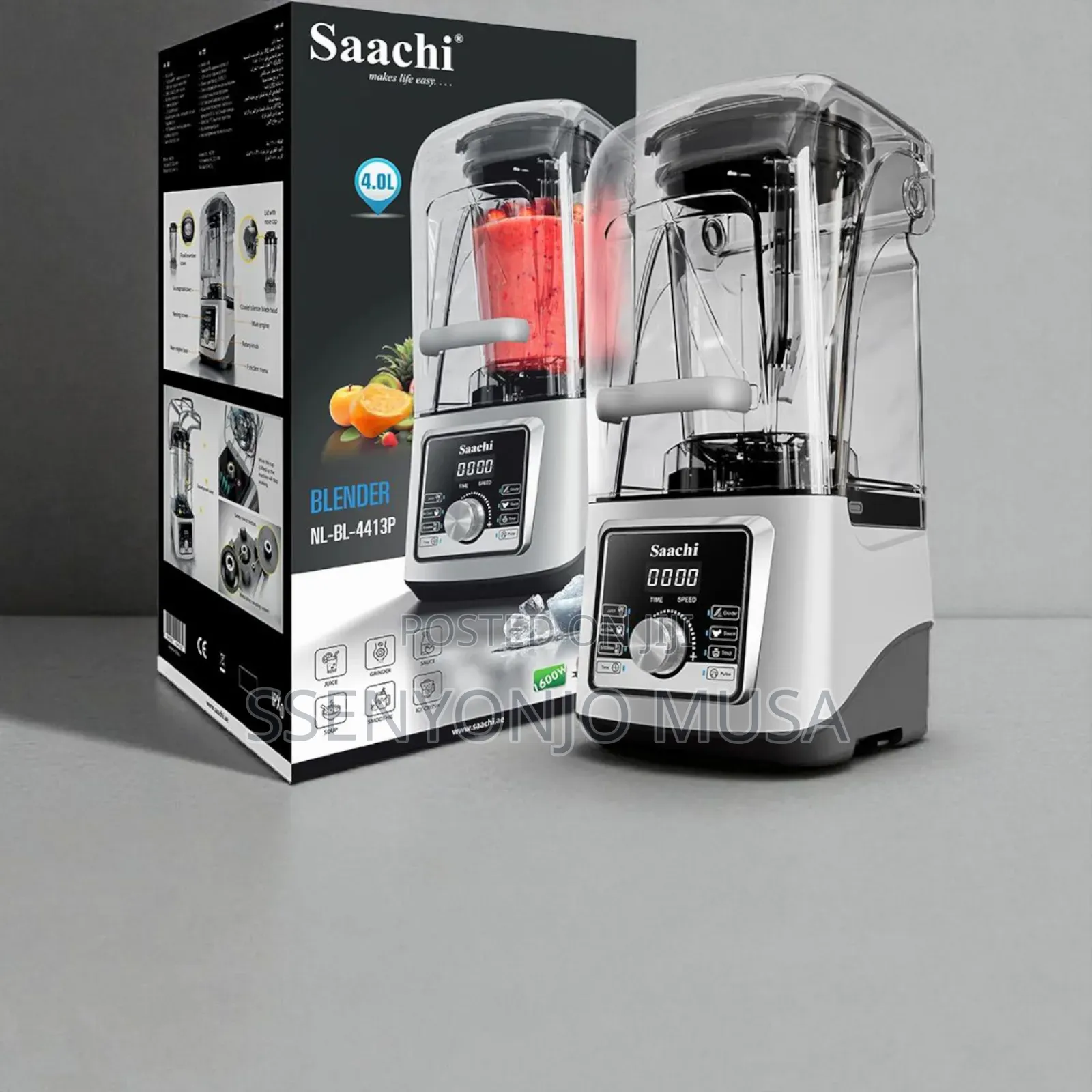 Saachi Commercial Silent Blender 4l - 1600w Crusher Juicer