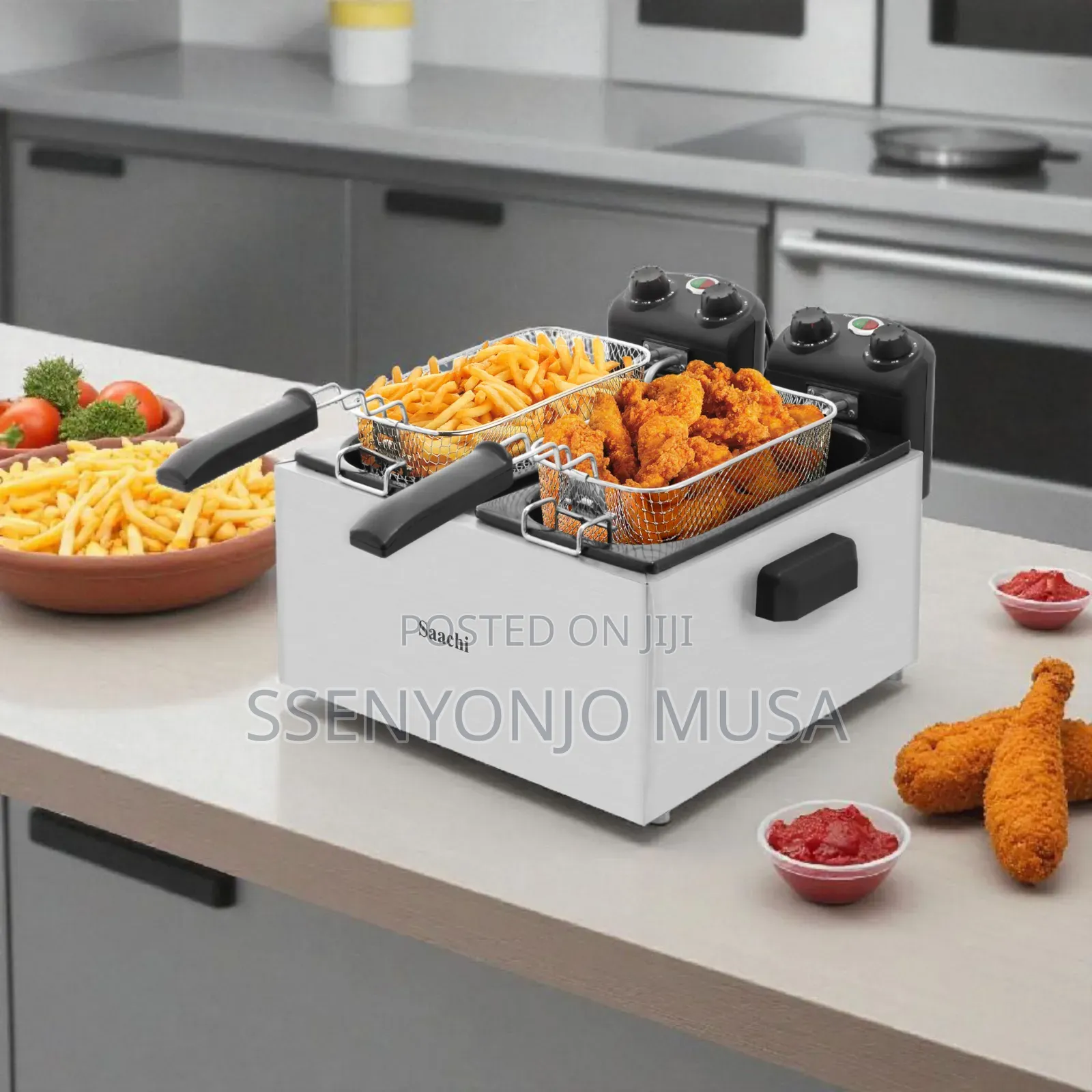 Saachi 3+3 Double Deep Fryer | Stainless Steel Commercial-