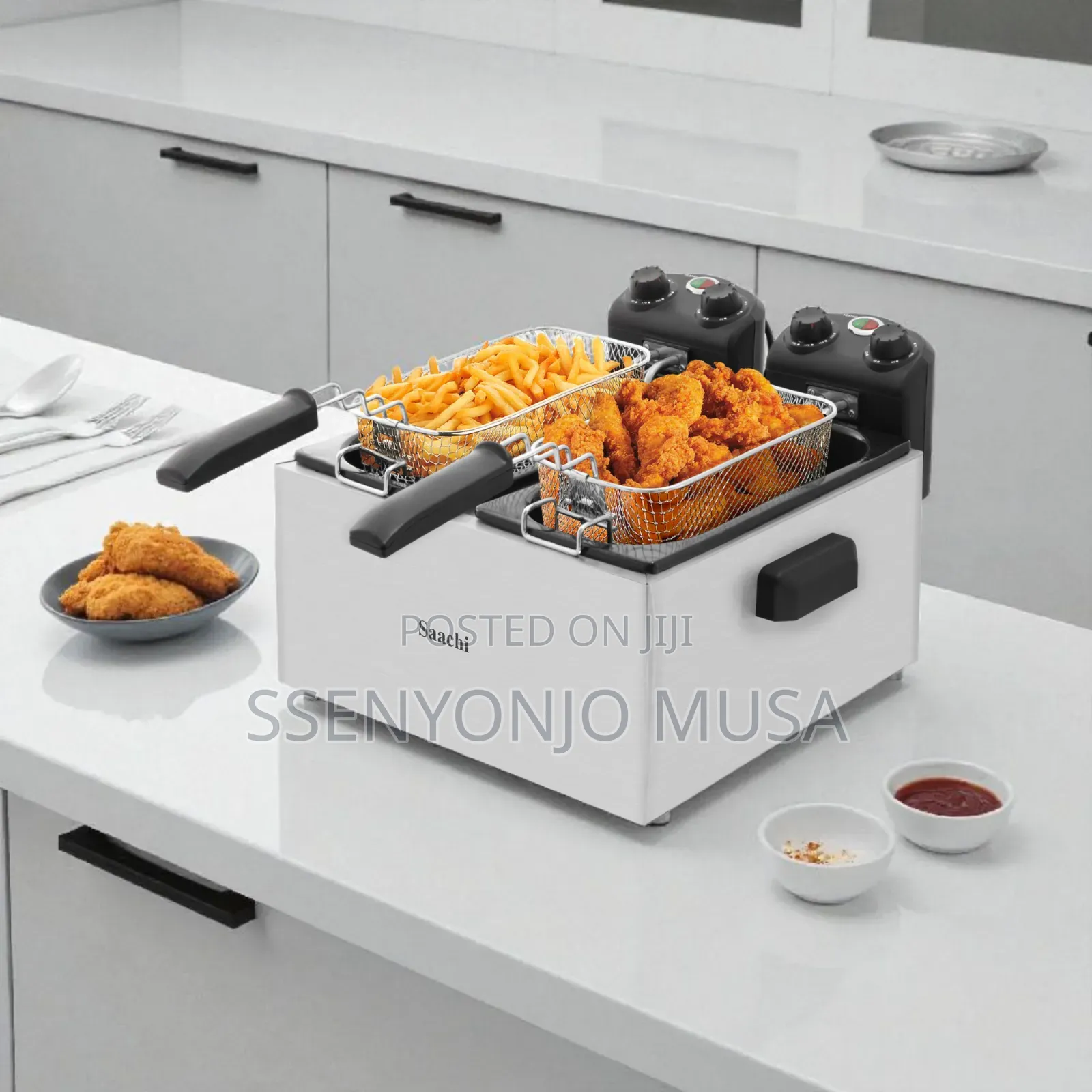 Saachi 3+3 Double Deep Fryer | Stainless Steel Commercial-