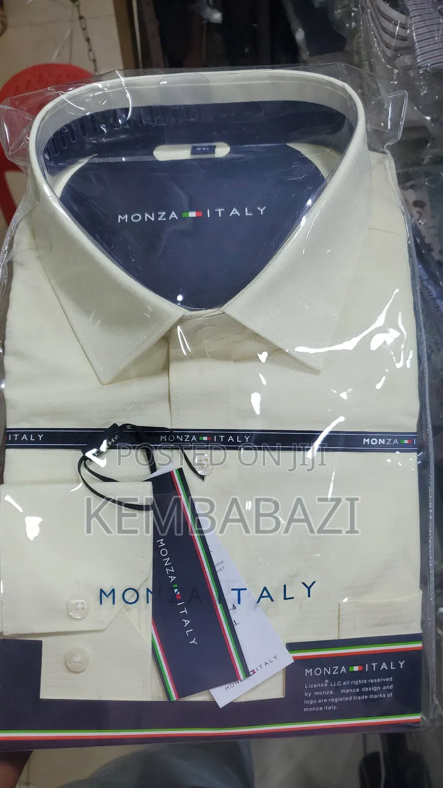 Cream-Colored Monza Italy Men's Long-Sleeve Shirt.