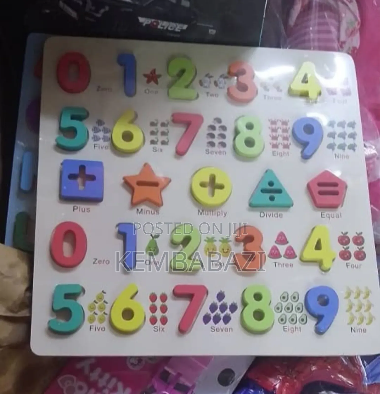 Wooden Number and Math Symbols Puzzle Board