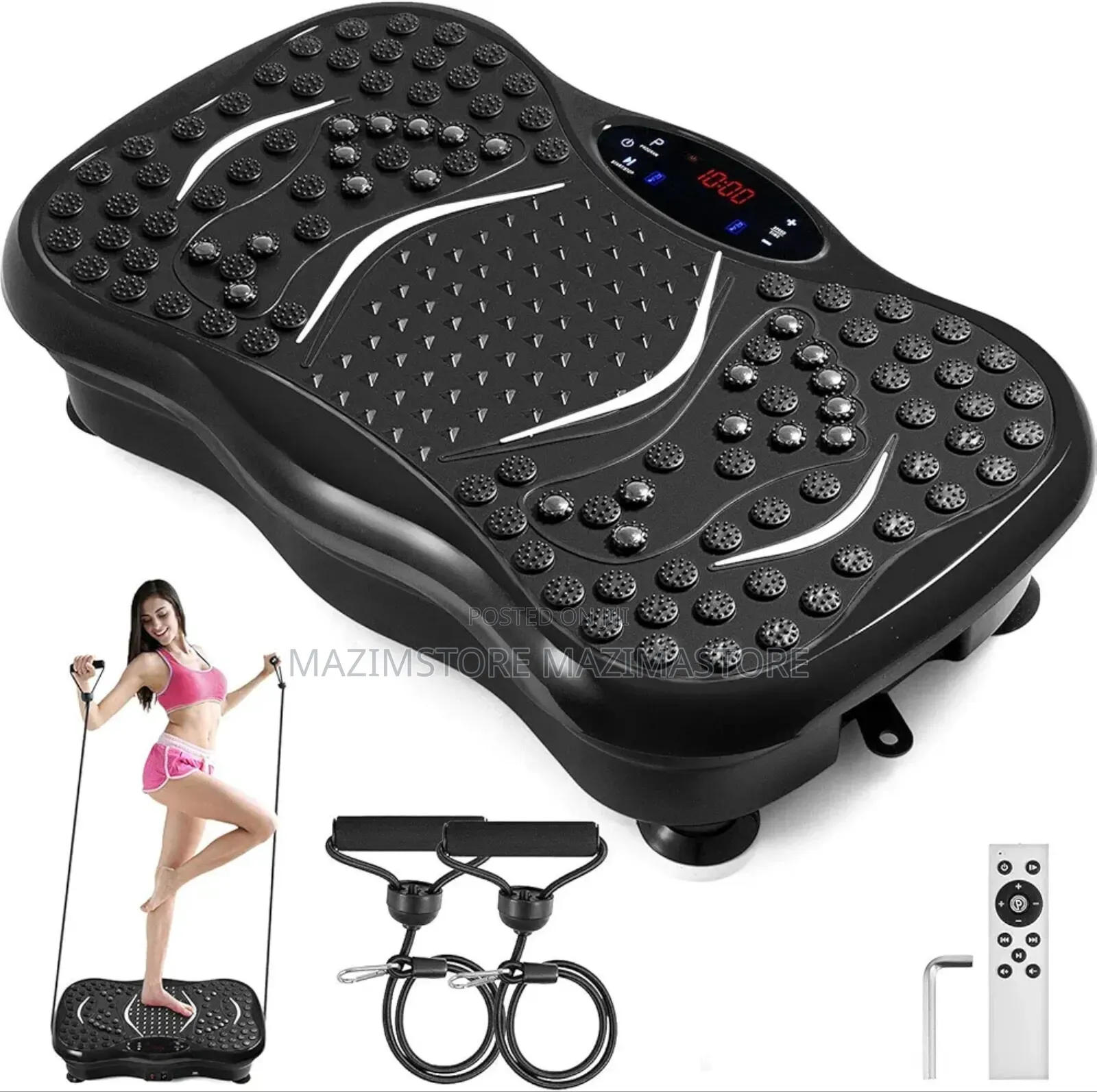 Whole Body Vibration Plate Exercise Machine With Resistance Bands
