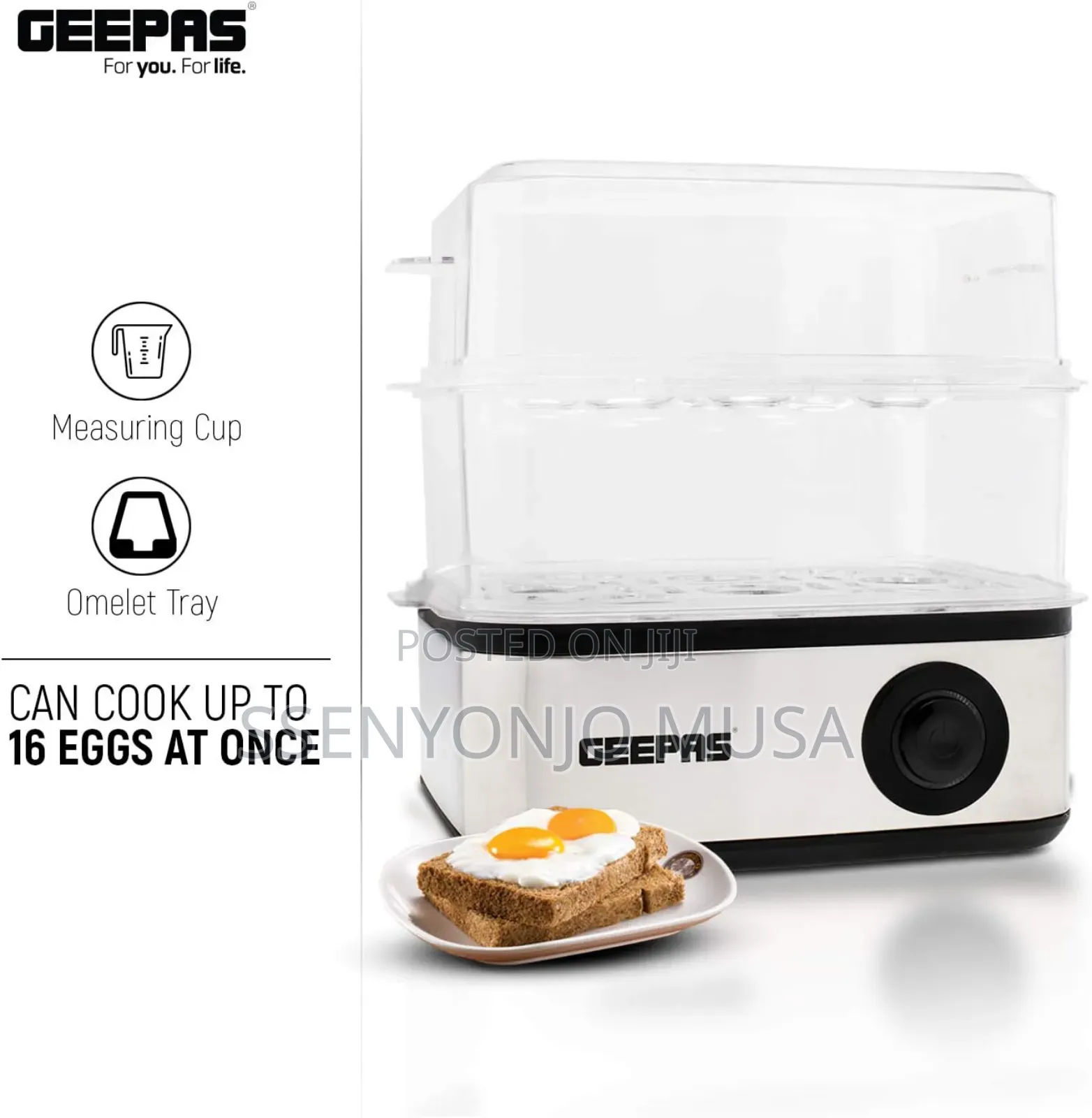 Geepas Egg Boiler - Cook Up to 16 Eggs, Auto Switch Off,500w
