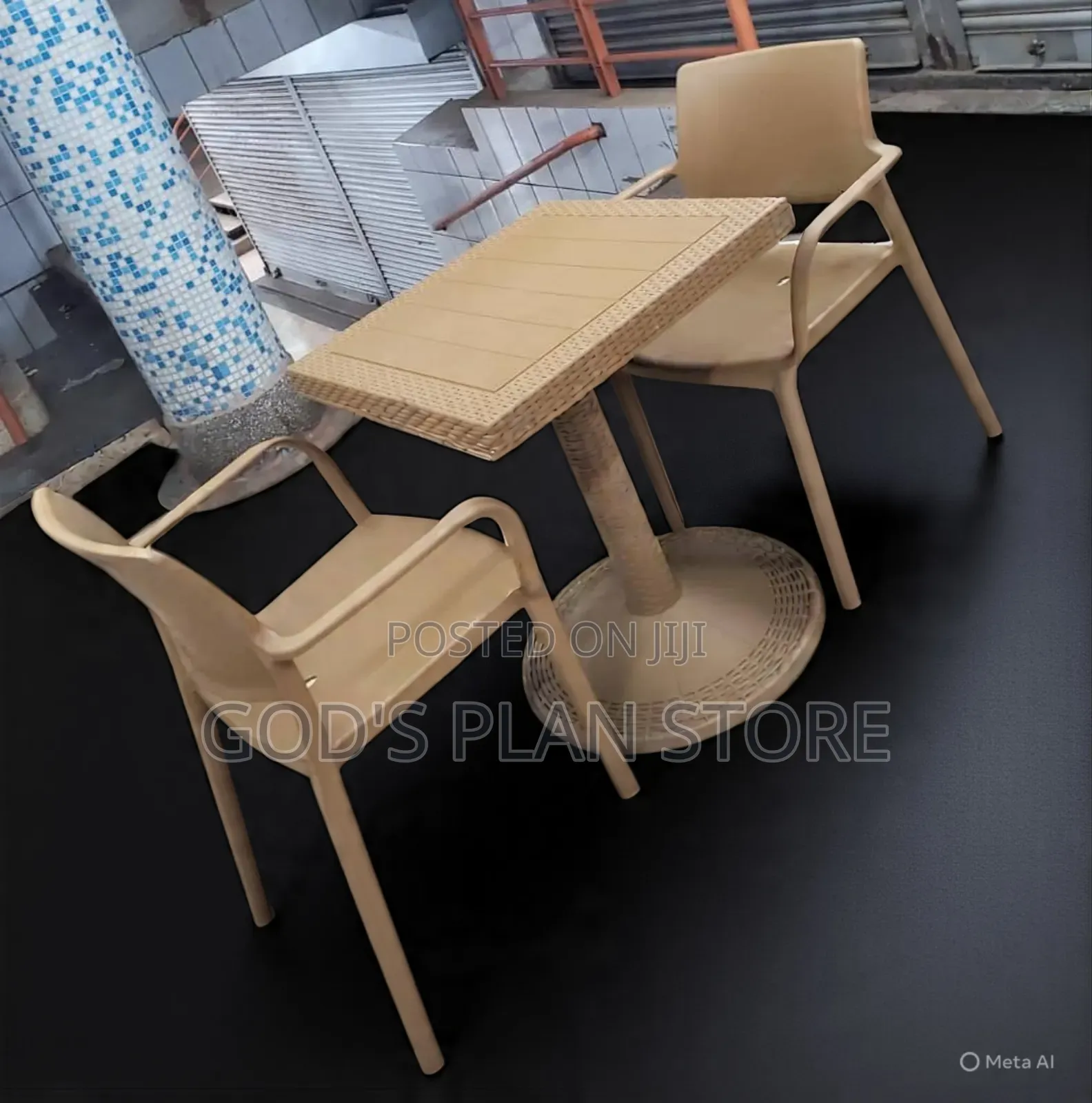 Eci Dining Plastic Table and Chairs Set Brown