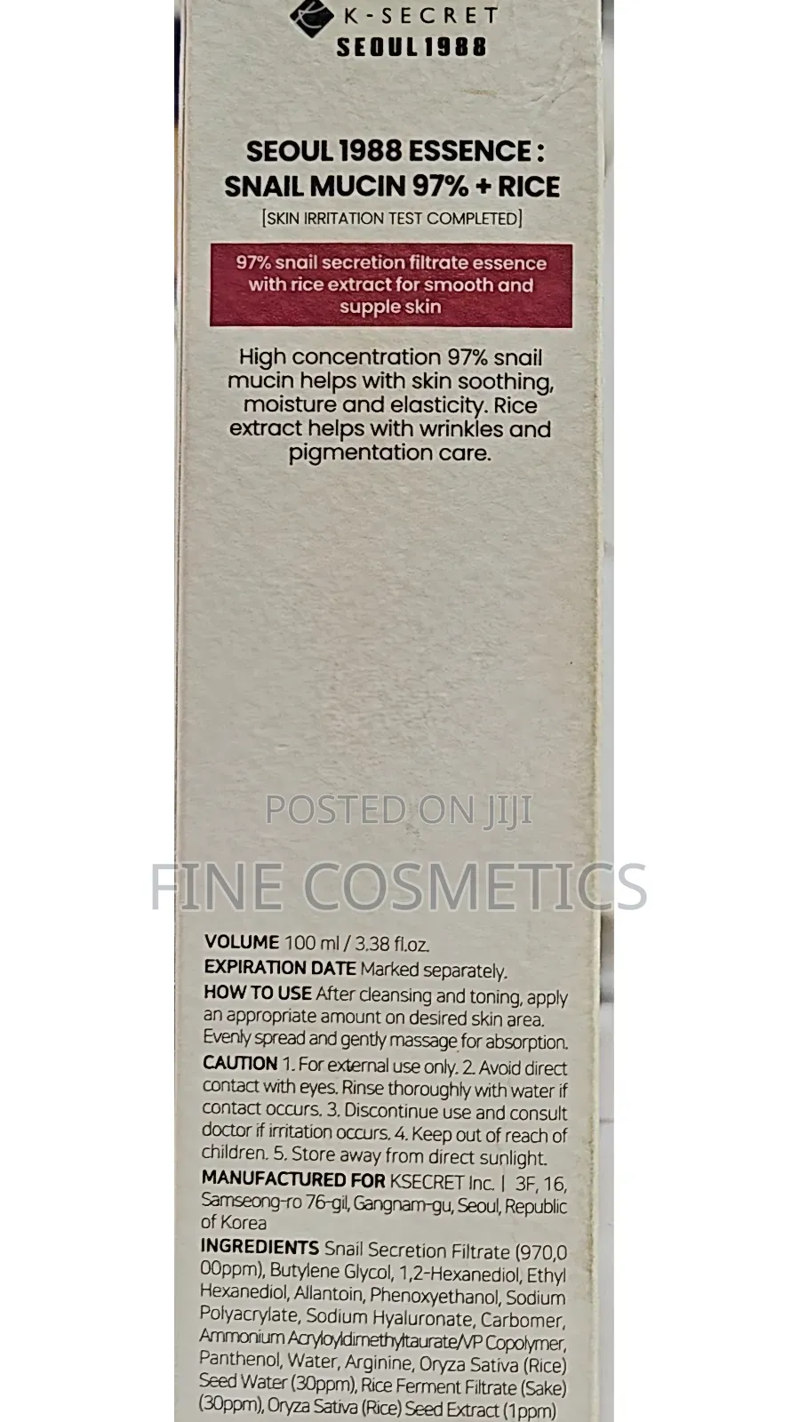 K-secret Seoul 1988 Essence Snail Mucin Rice Anti-aging Blemish Toner