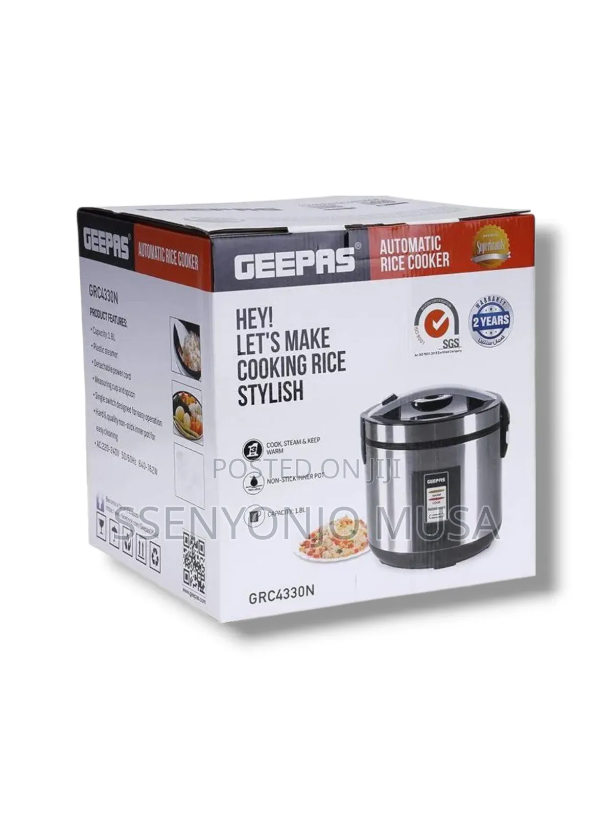 Geepas Rice Cooker 1.8l Grc4330 Stainless Steel-