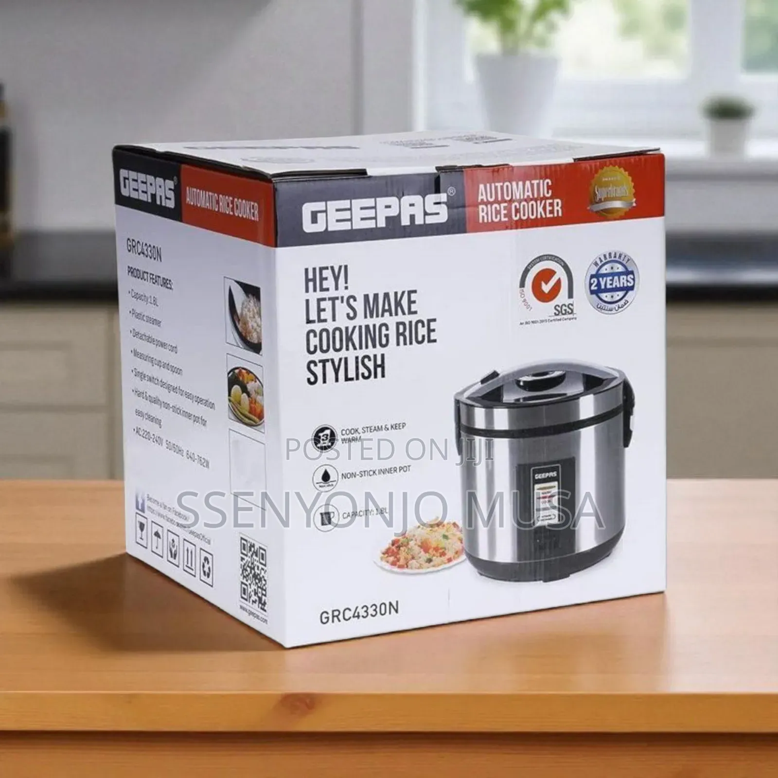 Geepas Rice Cooker 1.8l Grc4330 Stainless Steel-