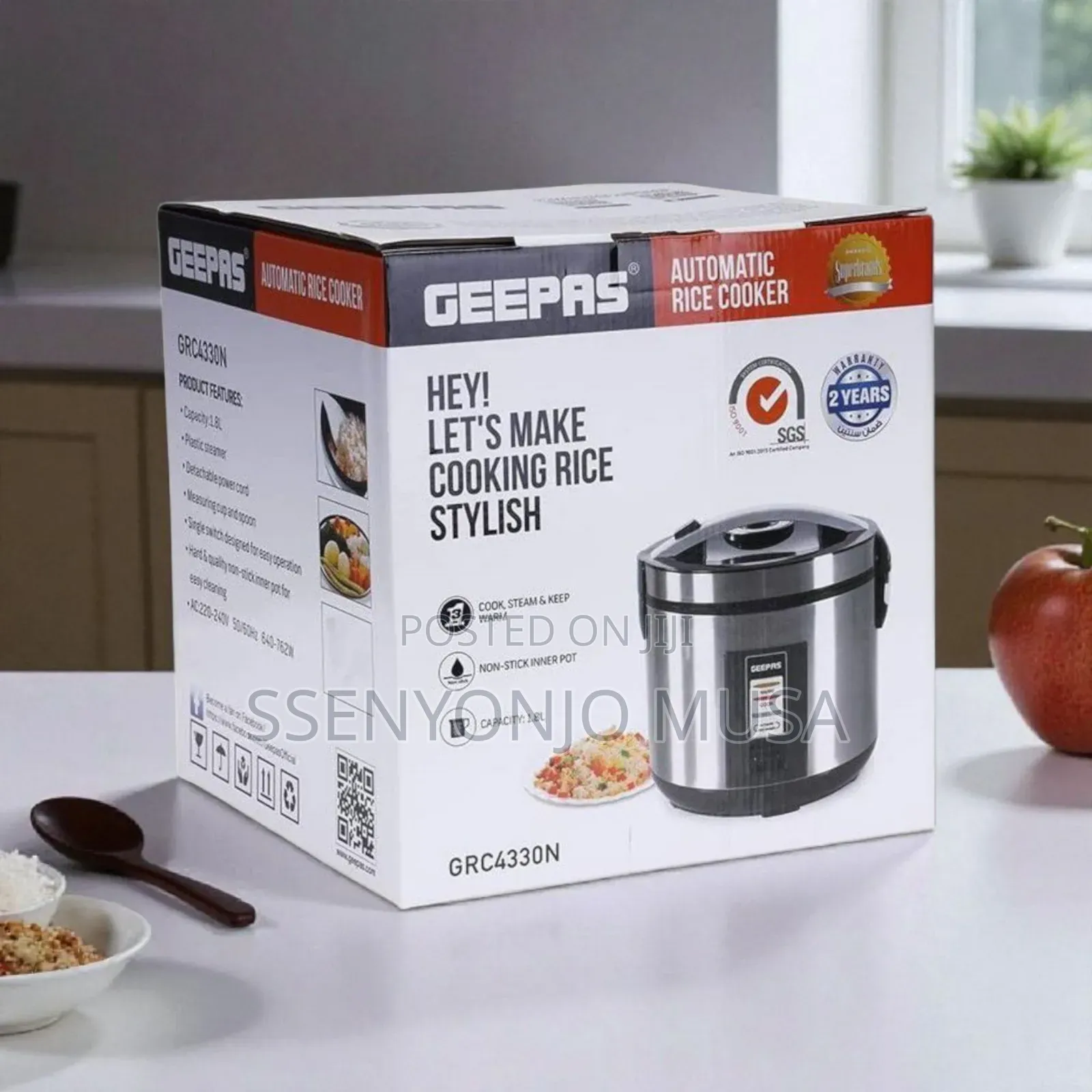 Geepas Rice Cooker 1.8l Grc4330 Stainless Steel-
