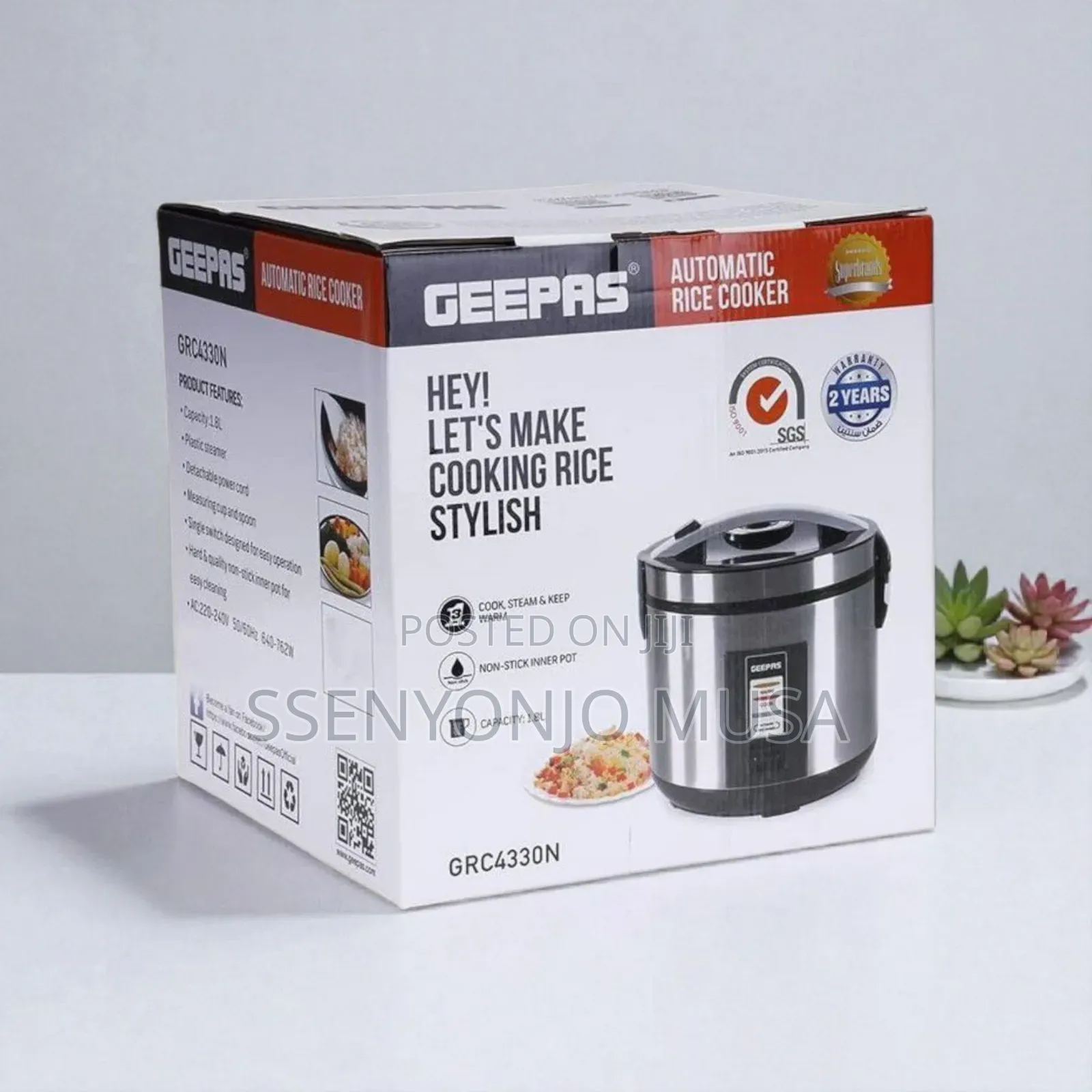 Geepas Rice Cooker 1.8l Grc4330 Stainless Steel-