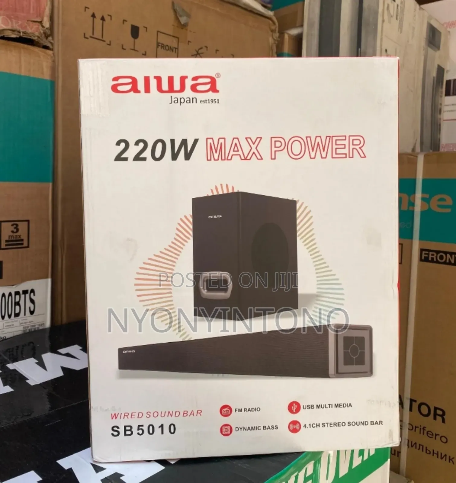 Aiwa 4.1ch 220w Sound Bar With Fm Radio, Bluetooth Dynamic Bass Sb5010