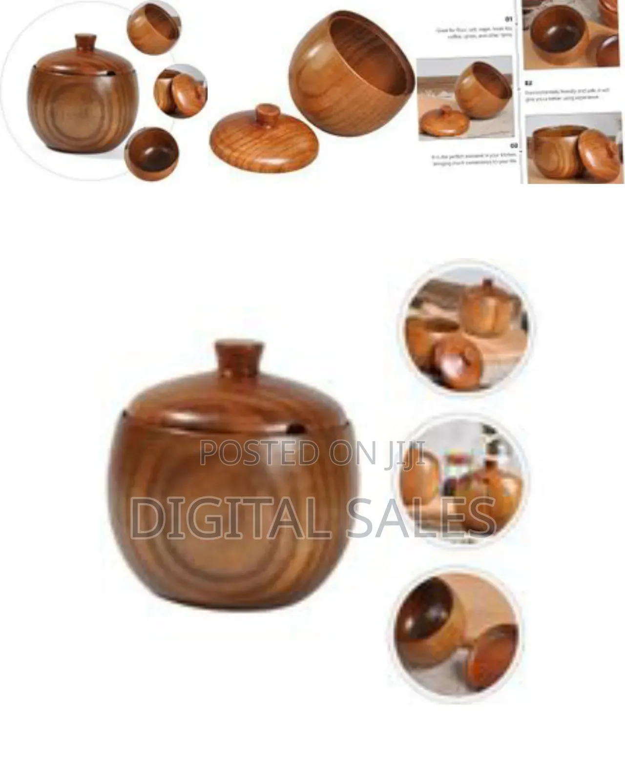 Wood Salt Box and Pot, Holds Salt for Easy Pinch Wood Spice Jar