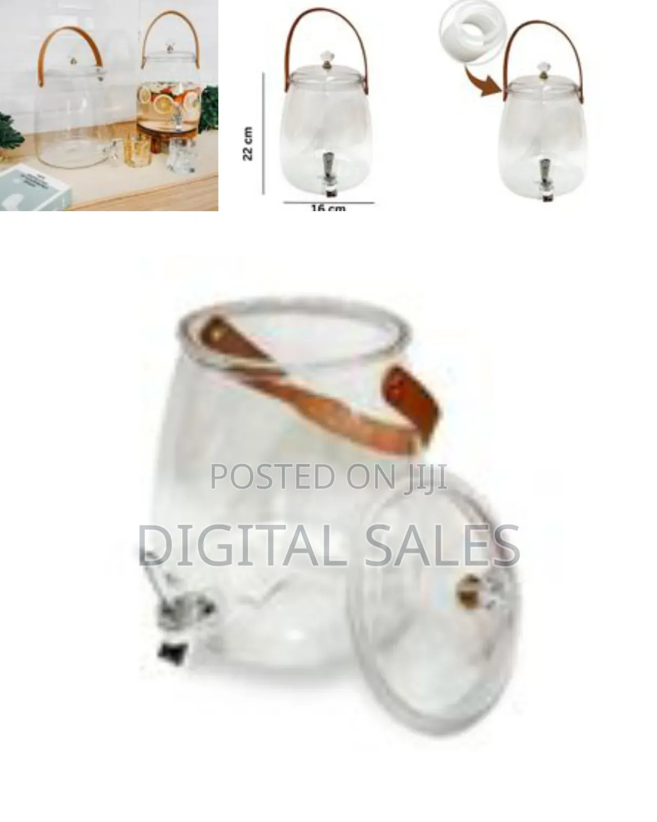 1 Piece of 3l Drinks Beverage Dispenser With Tap and Leather Handle