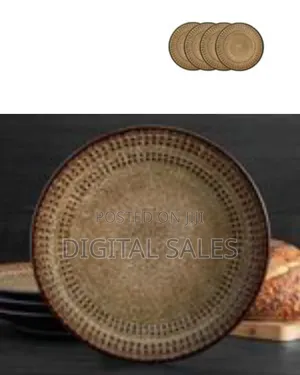 6-Piece Dotted Stoneware Dinner Plates Set, Service for 6