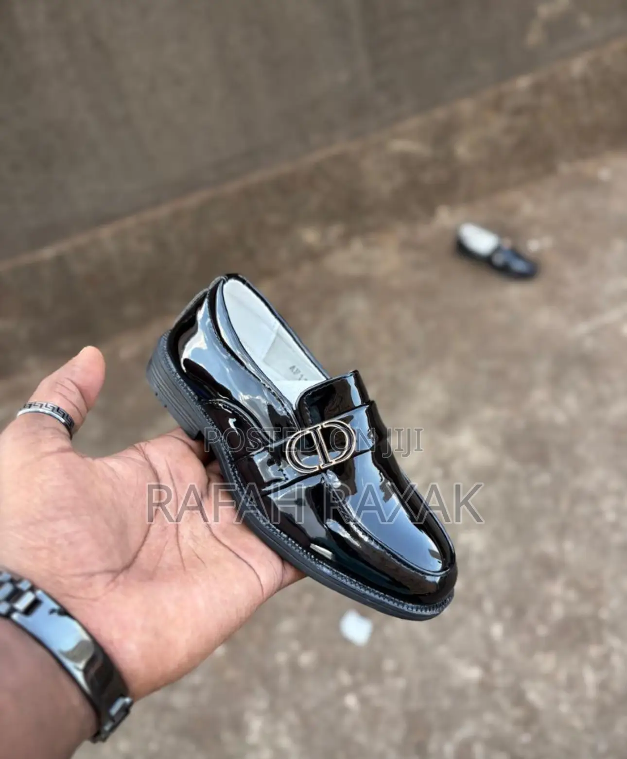 Original Black Shinny Dior Kid’S Loafers