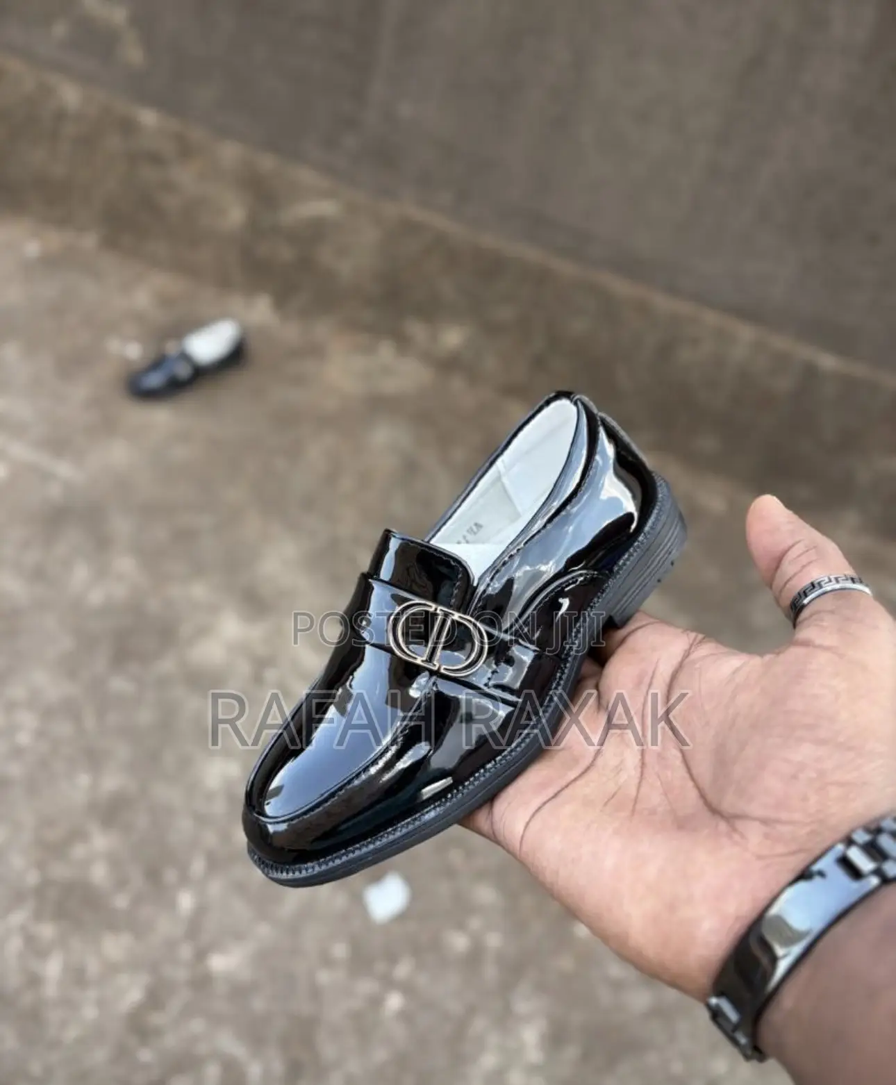 Original Black Shinny Dior Kid’S Loafers