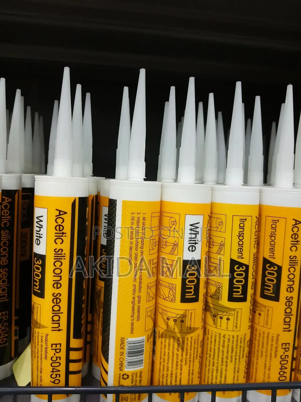 Tube of White Acetic Silicone Sealant.