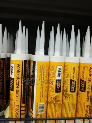 Tube of White Acetic Silicone Sealant.