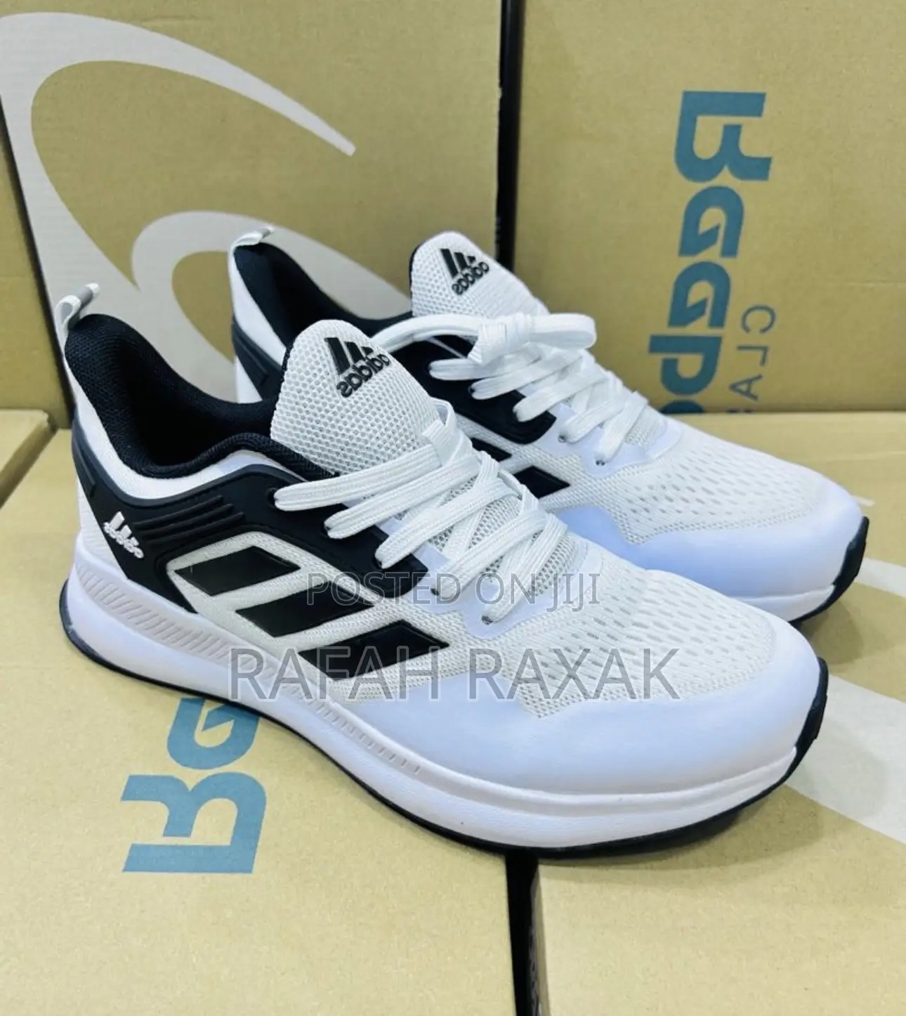 Men’S White/Black Adidas Boost Running Sneakers