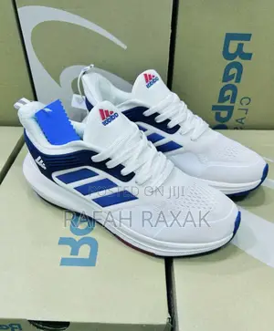 Original White/Blue Adidas Bounce Running Sneakers