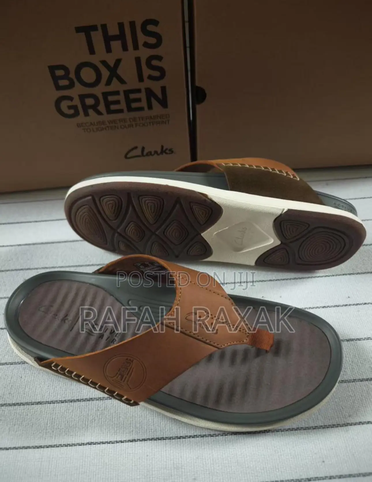 Original Men’S Brown Clarks Flip Flop Leather Sandals