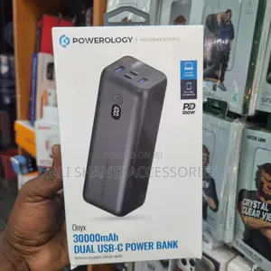 Powerology Onxy 30000mah Dual Usb-C Power Bank 100w for Laptop