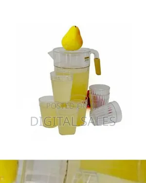 7 Piece Acrylic Juice 6 Tumblers Cups and 1 Piece Serving